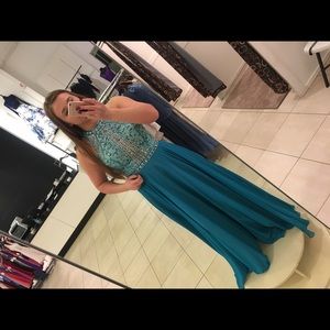 Blue bedazzled prom dress size 10!